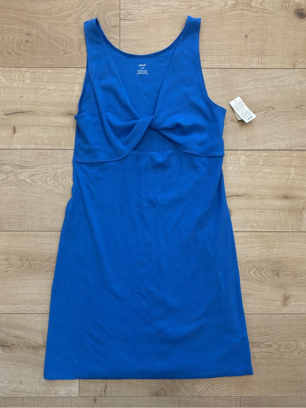 NWT Aerie Ribbed Royal Blue Sleeveless Knit Sun Dress Cross Front Cotton Dress